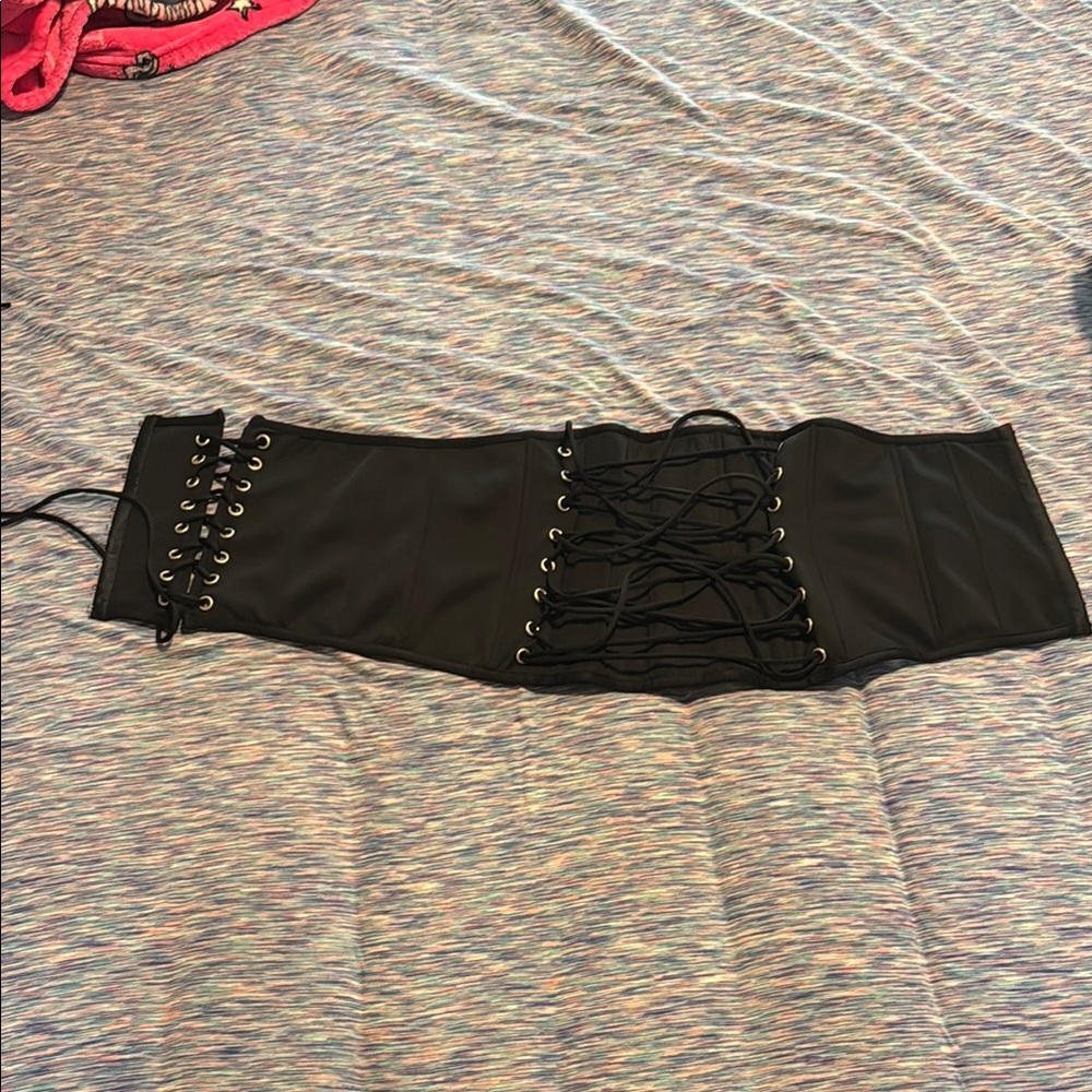 Black Lace-Up Swim Corset